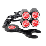 4pcs/set Fiat 500 Logo Car Air Valve Stem Cap Auto Tyre Valve Covers with Wrench