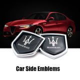 2PCS Maserati Metal Car Rear Sticker Shield Trunk Emblem Badge Decal