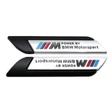 2pcs BMW M Power Logo Metal Car Side Sticker Emblem Badge Decal Auto Body Decoration
