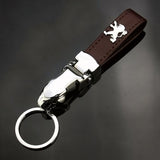 Peugeot Leopard PU Leather Car Keychain Key Ring Pendant