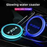 2pcs Mercedes Benz W124 W140 W168 W176 W203 W204 W205 W212 W213 W214 W215 Logo Car Water Coasters 7-color LED Light Cup Mat Holder