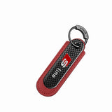 Audi Sline RS Logo PU Leather Carbon Fiber Car Keyring