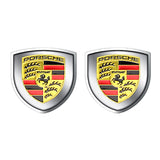 2pcs 39x39mm Porsche Shield Metal Car Window Sticker Emblem Badge Decal