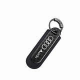 Audi Sline RS Logo PU Leather Carbon Fiber Car Keyring