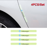 4pcs VW R Luminous Car Door Bumper Strip Anti-collision Protection Sticker