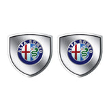2pcs 39x39mm Alfa Romeo Shield Metal Car Window Sticker Emblem Badge Decal