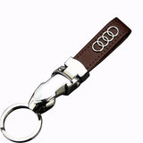 Audi Car Logo Leopard Head PU Leather Keychain Key Pendant