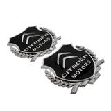 2PCS Citroen Metal Car Rear Sticker Shield Trunk Emblem Badge Decal