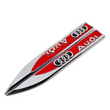 2pcs Audi Sline Quattro Logo Metal Car Side Fender Sticker Emblem Badge Decal Decoration
