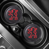 2pcs/set Peugeot Carbon Fiber Car Water Coaster Non-slip Mat