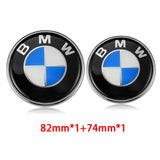 2PCS BMW Logo X1 X3 X5 X6 1 3 5 7 Series 82mm Car Front Hood Sticker 74mm Auto Trunk Emblem Rear Badge Decal