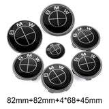 7PCS BMW 1 3 5 7 Series Car Front Hood Sticker Rear Emblem Badge Car Steering Wheel Sticker Wheel Center Hub Cap