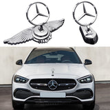 Mercedes Benz Angle Wings Metal Car Front Hood Bonnet Sticker Emblem Badge