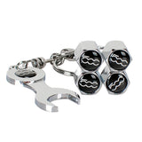4pcs/set Fiat 500 Logo Car Air Valve Stem Cap Auto Tyre Valve Covers with Wrench