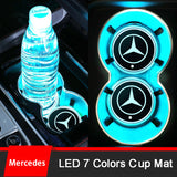 2pcs Mercedes Benz AMG Logo Car Water Coasters 7-color LED Light Cup Mat Holder