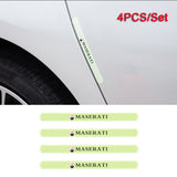 4pcs Maserati Luminous Car Door Bumper Strip Anti-collision Protection Sticker