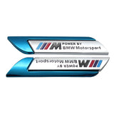 2pcs BMW M Power Logo Metal Car Side Sticker Emblem Badge Decal Auto Body Decoration
