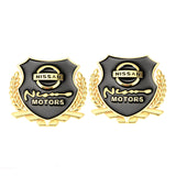 2PCS Nissan Metal Car Rear Sticker Shield Trunk Emblem Badge Decal