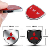 2pcs 39x39mm Mitsubishi Shield Metal Car Window Sticker Emblem Badge Decal
