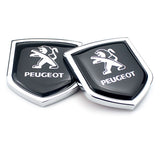 2PCS Peugeot Metal Car Rear Sticker Shield Trunk Emblem Badge Decal