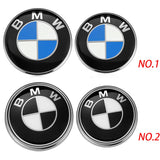 2PCS BMW Logo X1 X3 X5 X6 1 3 5 7 Series 82mm Car Front Hood Sticker 74mm Auto Trunk Emblem Rear Badge Decal