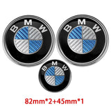 82mm BMW Car Front Bonnet Emblem 82mm Rear Badge 45mm Car Steering Wheel Center Sticker Decal