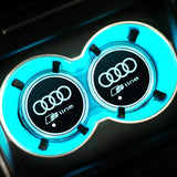 2pcs Audi RS S Line S4 S5 S6 S7 Logo Car Water Coasters 7-color LED Light Cup Mat Holder