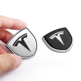 2pcs 39x39mm Tesla Shield Metal Car Window Sticker Emblem Badge Decal
