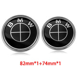 2PCS BMW Logo X1 X3 X5 X6 1 3 5 7 Series 82mm Car Front Hood Sticker 74mm Auto Trunk Emblem Rear Badge Decal