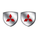 2pcs 39x39mm Mitsubishi Shield Metal Car Window Sticker Emblem Badge Decal
