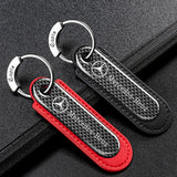 Mercedes Benz AMG Logo PU Leather Carbon Fiber Car Keyring