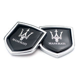 2PCS Maserati Metal Car Rear Sticker Shield Trunk Emblem Badge Decal