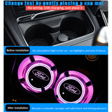2pcs Ford Mustang Shelby Car Water Coasters 7-color LED Light Cup Mat Holder