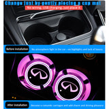 2pcs Infiniti Logo Car Water Coasters 7-color LED Light Cup Mat Holder