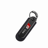 Audi Sline RS Logo PU Leather Carbon Fiber Car Keyring