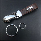 Jeep Leopard PU Leather Car Keychain Key Ring Pendant