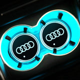 2pcs Audi RS S Line S4 S5 S6 S7 Logo Car Water Coasters 7-color LED Light Cup Mat Holder