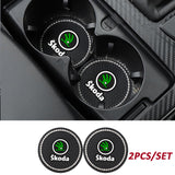 2PCS Skoda Diamond Car Water Coaster Cup Mat