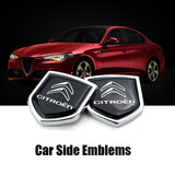 2PCS Citroen Metal Car Rear Sticker Shield Trunk Emblem Badge Decal