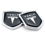 2PCS Tesla Metal Car Rear Sticker Shield Trunk Emblem Badge Decal