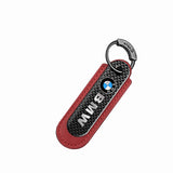 BMW M Power Logo PU Leather Carbon Fiber Car Keyring