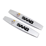 2pcs SAAB Metal Car Fender Side Badge Decal Rear Emblem Sticker