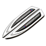 2pcs BMW M Performance Logo Metal Car Fender Side Sticker Decal Emblem Badge