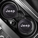 2pcs/set Jeep Carbon Fiber Car Water Coaster Non-slip Mat