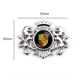 Porsche Double Lion Metal Car Rear Sticker Auto Window Emblem Badge Decal