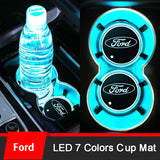 2pcs Ford Mustang Shelby Car Water Coasters 7-color LED Light Cup Mat Holder