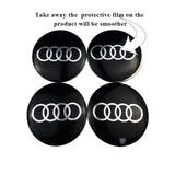4pcs 56/60/65/75/90mm Audi Quattro Sline RS Car Wheel Center Hub Cap Sticker Decal