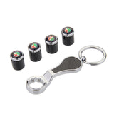 4pcs/set Alfa Romeo Logo Carbon Fiber Car Air Valve Stem Caps Auto Tyre Valve Covers with Wrench