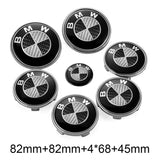 7PCS BMW 1 3 5 7 Series Car Front Hood Sticker Rear Emblem Badge Car Steering Wheel Sticker Wheel Center Hub Cap