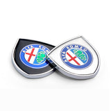 2pcs 39x39mm Alfa Romeo Shield Metal Car Window Sticker Emblem Badge Decal